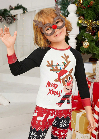 Червона зимня піжама (2 шт.) (лонгслів, штани) SHEIN