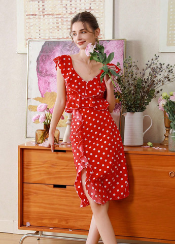 Червона кежуал сукня SHEIN в горошок