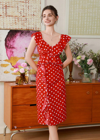 Червона кежуал сукня SHEIN в горошок