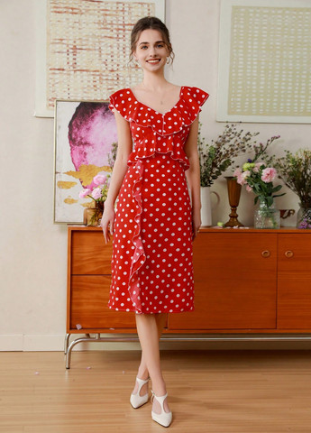 Червона кежуал сукня SHEIN в горошок