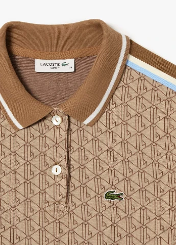 Коричнева кежуал сукня поло Lacoste з геометричним візерунком