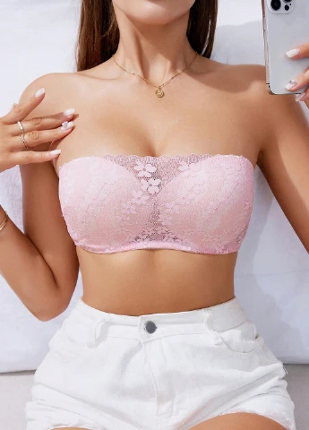 Розовый балконет бюстгальтер SHEIN с косточками полиамид