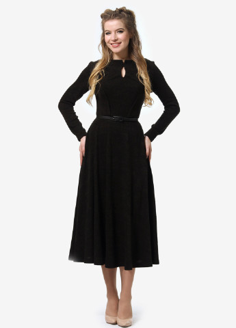 Чорна кежуал сукня, сукня кльош Lila Kass однотонна