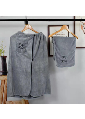 Homedec мужской набор для бани (полотенце юбка и полотенце для лица), микрофибра однотонный серый производство - Турция