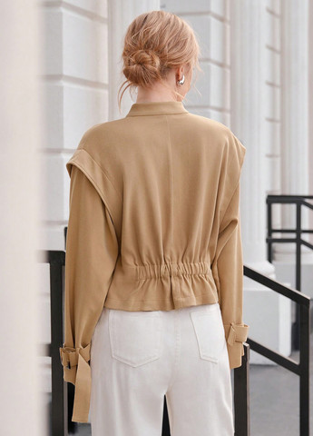 Песочная демисезонная куртка куртка-пиджак SHEIN