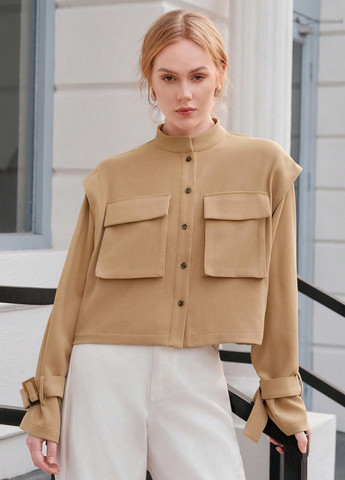 Песочная демисезонная куртка куртка-пиджак SHEIN