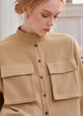 Песочная демисезонная куртка куртка-пиджак SHEIN