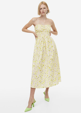 Комбінована кежуал сукня з відкритими плечима H&M з квітковим принтом