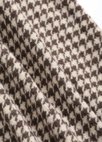 Коричневая кэжуал с узором гусиная лапка юбка SHEIN а-силуэта (трапеция)