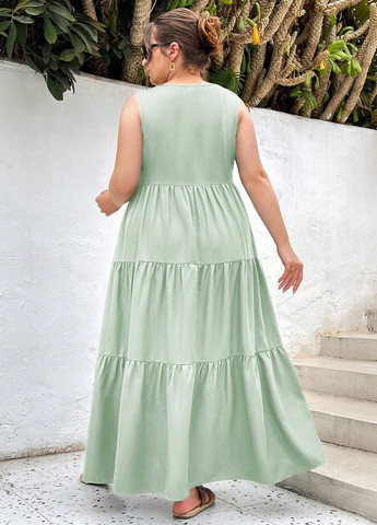 Мятное кэжуал платье а-силуэт SHEIN однотонное
