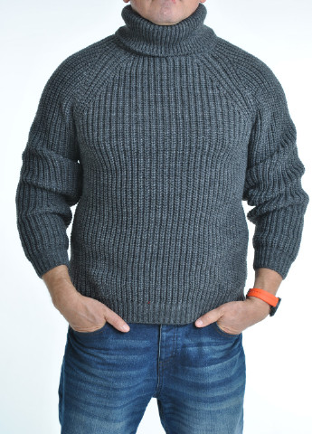 Темно-серый зимний теплый мужской свитер крупной вязки Berta Lucci