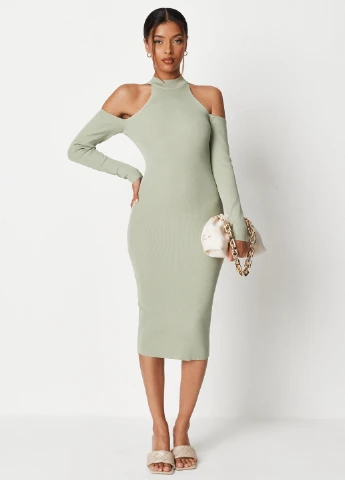 Фисташковое кэжуал платье Missguided однотонное