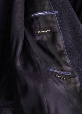 Пиджак Massimo Dutti однотонный тёмно-синий кэжуал шерсть
