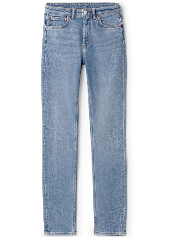 Джинси Weekday прямі однотонні темно-блакитні джинсові бавовна