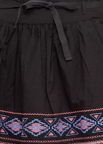 Черная кэжуал с орнаментом юбка Roxy а-силуэта (трапеция)