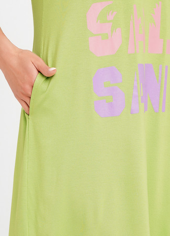 Салатовое домашнее платье платье-майка Lucci с надписью
