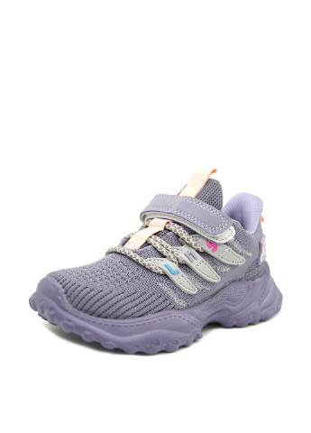 Детские фиолетовые осенние кроссовки CBT.T на липучке с аппликацией для девочки