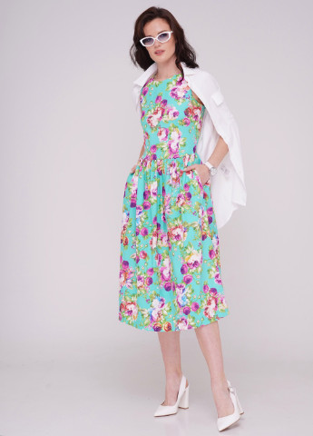 Комбинированное кэжуал платье марта-м букеты на мяте Jet с цветочным принтом