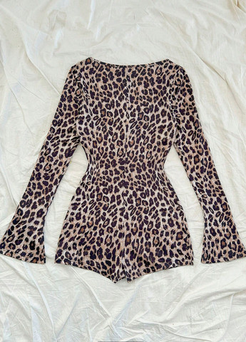 Комбинезон SHEIN комбинезон-шорты леопардовый комбинированный вечерний полиэстер, трикотаж