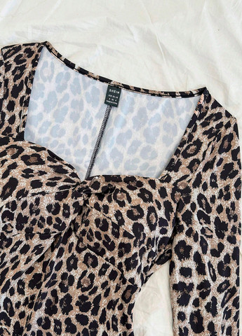 Комбинезон SHEIN комбинезон-шорты леопардовый комбинированный вечерний полиэстер, трикотаж