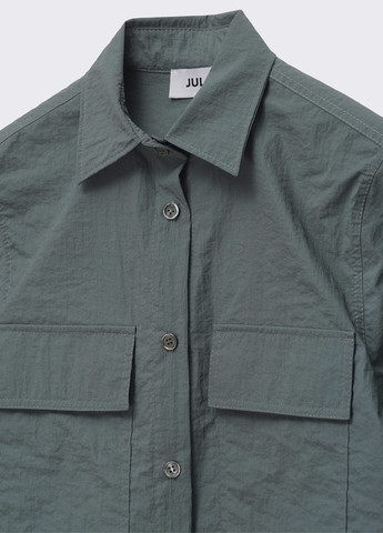 Серо-зеленая кэжуал рубашка однотонная JUL