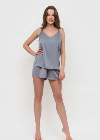 Серая всесезон шелкова пижама майка + шорты BeART Піжама