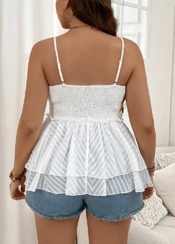Біла блуза з баскою SHEIN