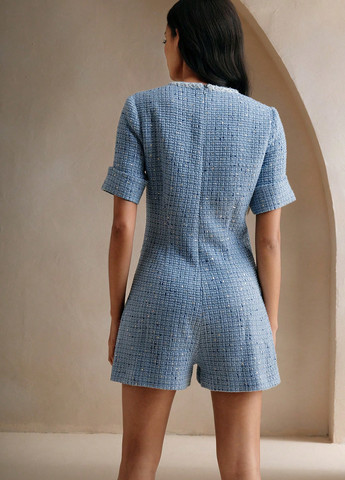 Комбінезон SHEIN комбінезон-шорти меланж світло-синій кежуал поліестер