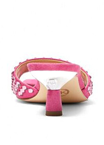 Малиновые шлепанцы Michael Kors со стразами