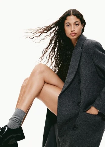 Темно-серое демисезонное Пальто двубортное H&M