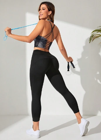 Черные демисезонные леггинсы SHEIN