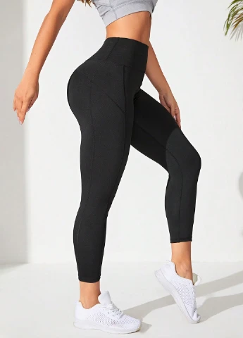 Черные демисезонные леггинсы SHEIN