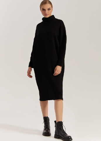 Черное кэжуал платье платье-свитер Vovk однотонное