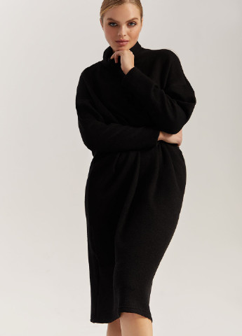 Черное кэжуал платье платье-свитер Vovk однотонное