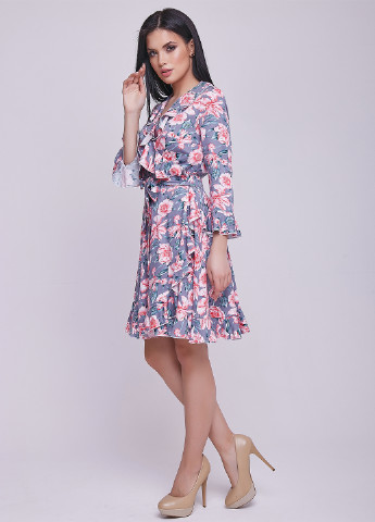 Серое кэжуал платье ST-Seventeen с цветочным принтом