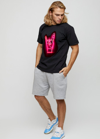 Чорна футболка чоловіча basic /air print/ YAPPI