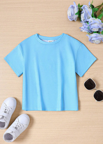 Голубая летняя футболка SHEIN