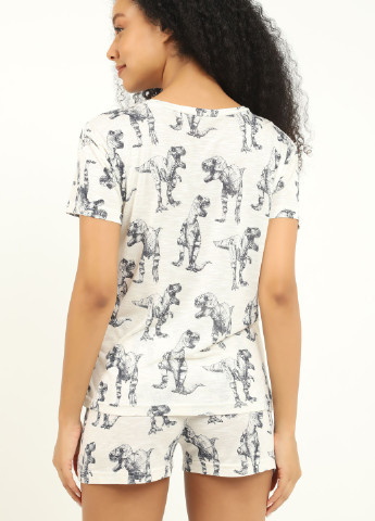 Бежева всесезон піжама з динозаврами QPSecret