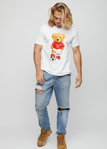 Біла футболка чоловіча basic /air print/ YAPPI