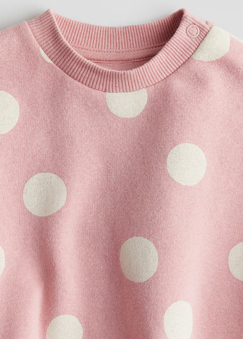 H&M світшот горошок світло-рожевий кежуал бавовна, трикотаж з начосом