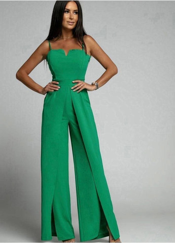 Комбинезон Fashion комбинезон-брюки однотонный зелёный кэжуал полиэстер