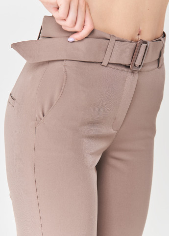 Бежевые кэжуал демисезонные зауженные, укороченные брюки Oriba