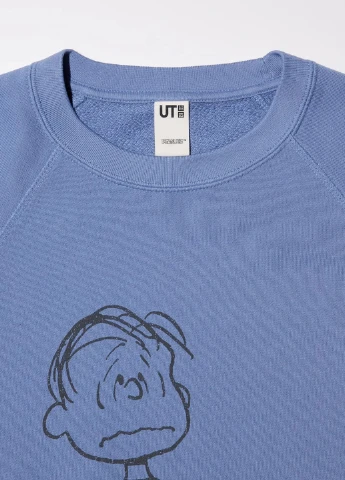 Синий свитшот Uniqlo рисунок без декора (327231656)