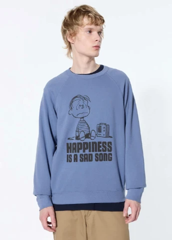 Синий свитшот Uniqlo рисунок без декора (327231656)