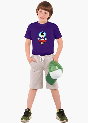Фіолетова демісезонна футболка дитяча бравл старс (brawl stars) (9224-1022) MobiPrint