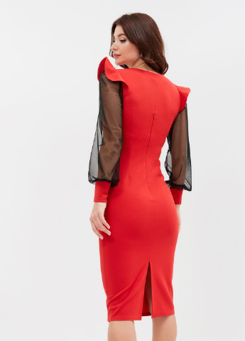 Красное коктейльное платье футляр ST-Seventeen однотонное