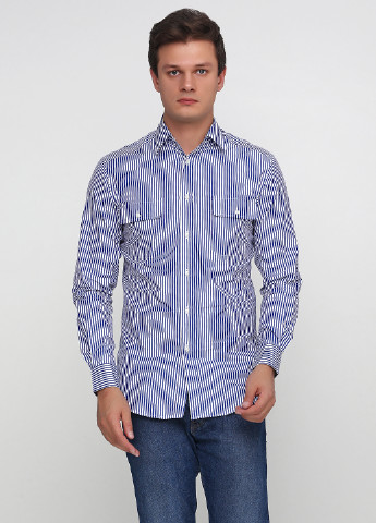 Синяя кэжуал рубашка в полоску Ralph Lauren с длинным рукавом