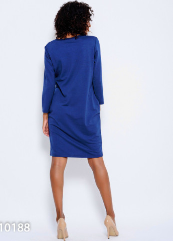 Синее повседневный платье женское платье-свитшот ISSA PLUS однотонное