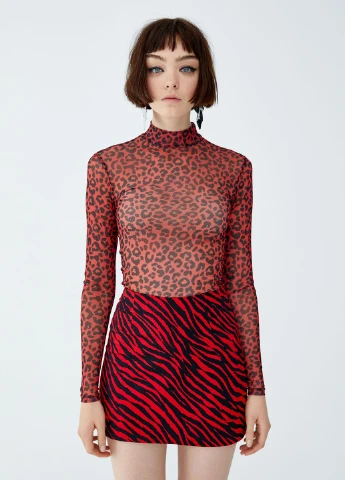 Водолазка,червоний в візерунки, Pull & Bear (256787922)