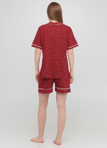 Бордовая всесезон пижама (рубашка, шорты) рубашка + шорты Boyraz
